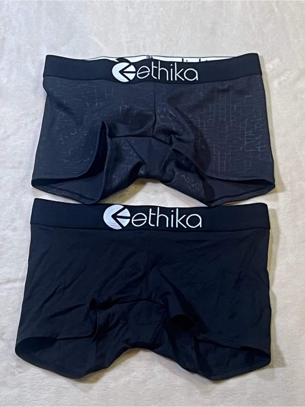 ethika Girls Black Boxer Briefs Set - Black with White Logo